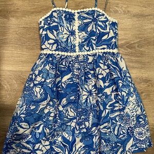 Lilly Pulitzer Blue and White Floral Kids Dress